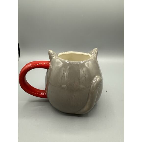 Wondershop Target Cat Mug Gray White Red Bow Tie Oversized Coffee Cup 5” - Picture 3 of 7
